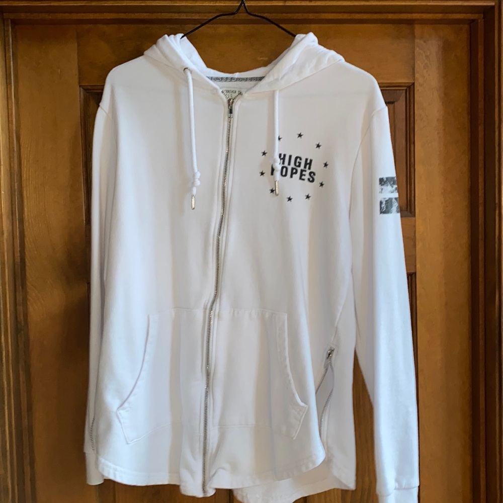 Forever 21 “High Hopes” zip up sweater. Worn slightly